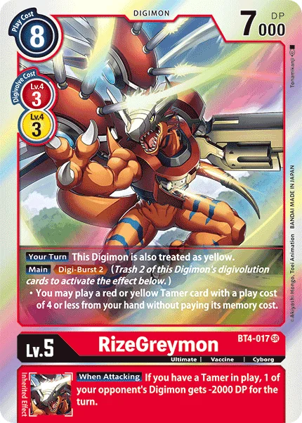 RizeGreymon - Great Legend - BT4-017 SR
