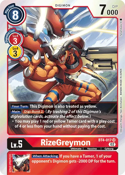 RizeGreymon - BT4-017 Super Rare RB