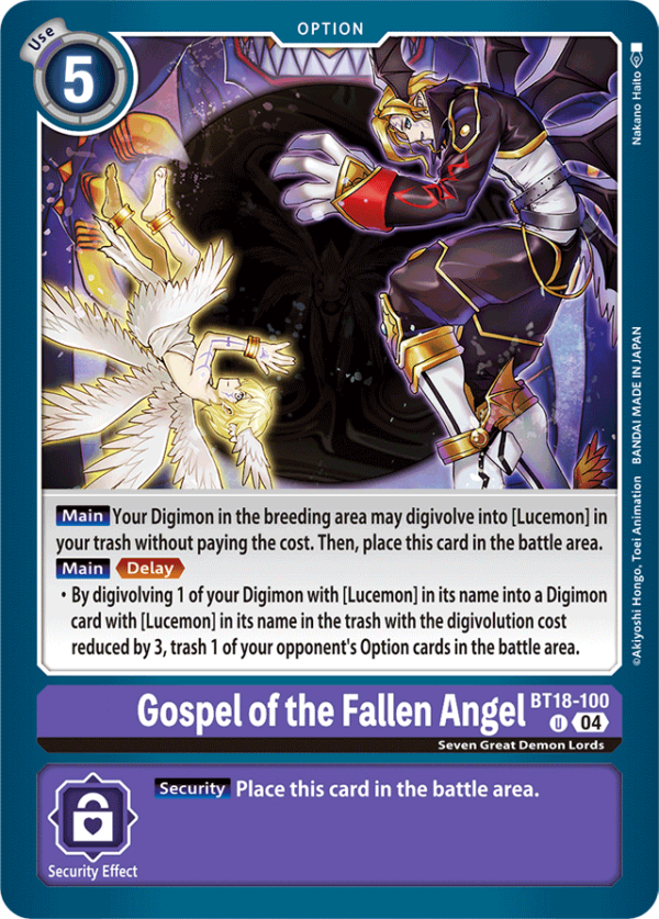 Gospel of the Fallen Angel - BT18-100 - Uncommon